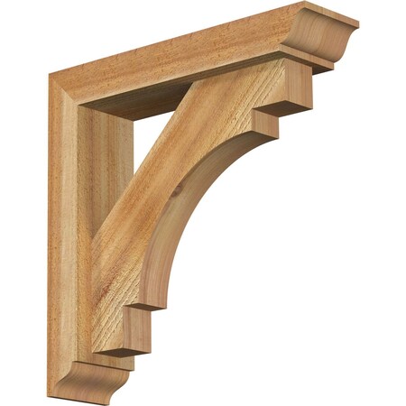Ekena Millwork Merced Traditional Rough Sawn Bracket w/ Offset Brace, Western Red Cedar, 4"W x 16"D x 16"H BKT0402X16X16MRC01RWR
